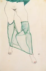 Torso féminin avec draperie verte